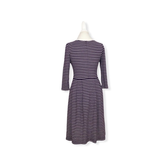Coldwater Creek Women’s Midi dress Stripe 3/4 sleeves Purple and Cream 6 - Picture 4 of 7